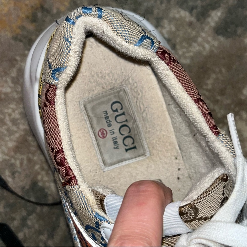 Gucci Rhyton GG Logo Multi Orange Yellow Blue Red Authentic Sneakers With Box - Picture 12 of 16